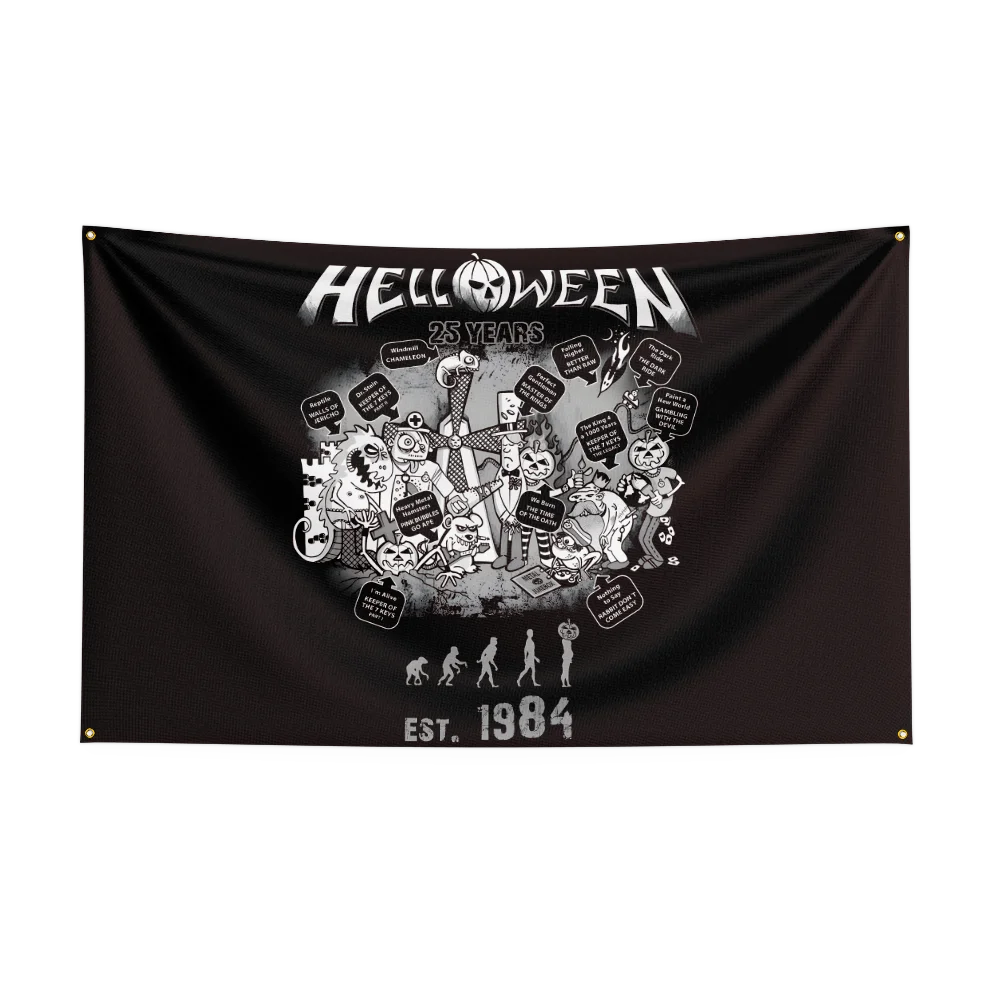 3x5 Ft HELLOWEENS Heavy Rock Band Flag Polyester Digital Printing Banner for Bedroom Wall Art Out Door Tapestry Decoration