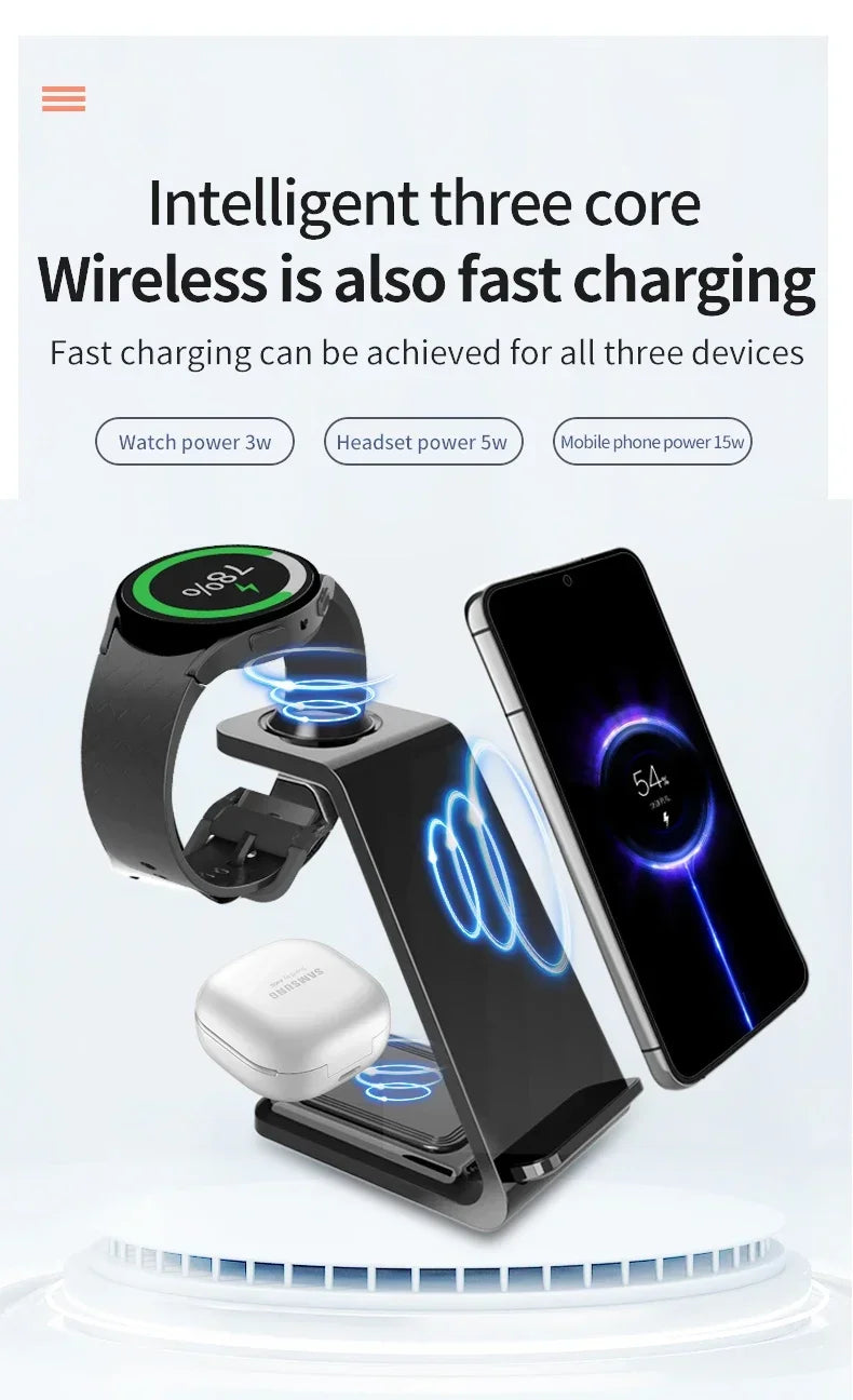 3 in 1 30W Travel Wireless Charger For Samsung Galaxy S23 S22 Watch 6 pro/5/4/3 Active 1 2 Buds Pro Plus Fast Charging Station