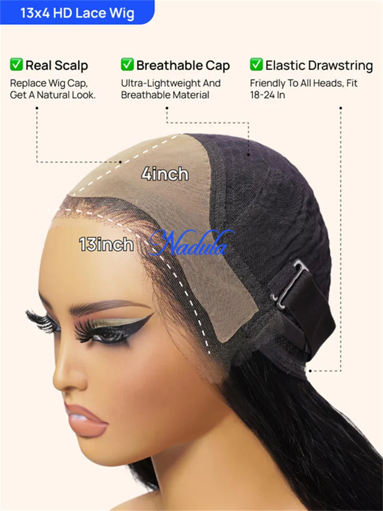 Nadula 13x4 HD Real Scalp Lace Frontal Human Hair Wig Natural