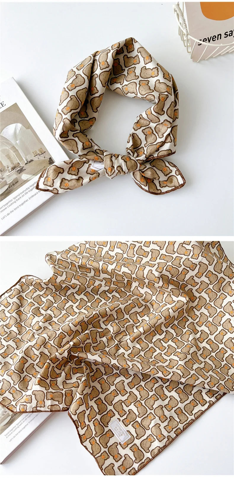 60cm Flower Print Cotton Bandanas Square Scarf Women Girls Headband Accessories Handkerchief Neckerchief Hairscarf Hairscarf