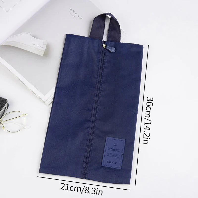 Portable Waterproof Shoe Bag Dual Compartments Zipper Shoe Organizer