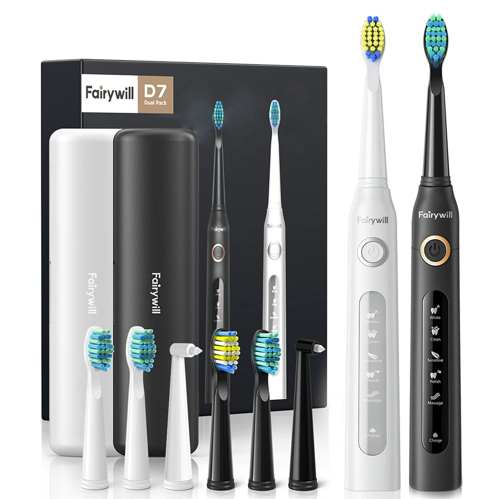 Fairywill Sonic Electric Toothbrush FW-D7 Set USB Charge Toothbrushes