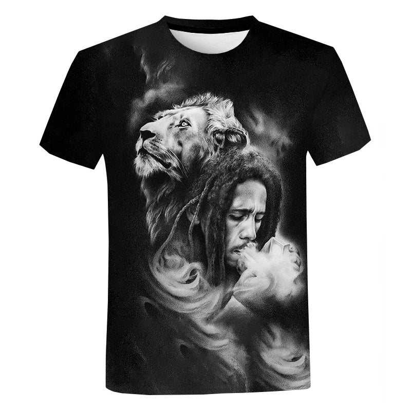 Popular Hip Hop Singer Bob Marley 3d Printed T-shirt Unisex Popular Harajuku Sweatshirt Music Rock Streetwear Plus Size Tops