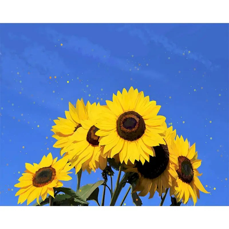 GATYZTORY DIY Frame Painting By Numbers Kits Sunflowers Abstract Modern Home Wall Art Picture Flowers Paint By Numbers