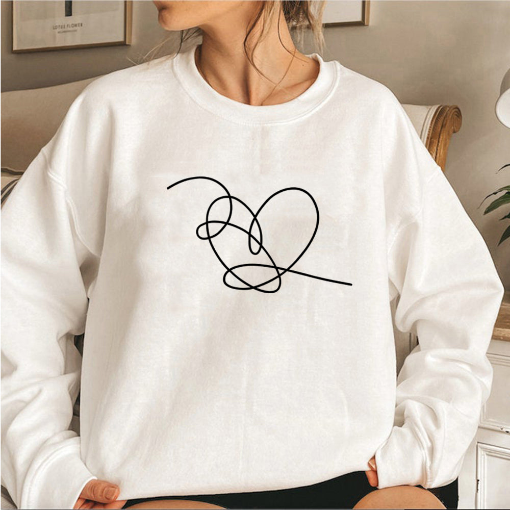 Love Yourself Heart Sweatshirt Love Yourself Tear Hoodie Heart Pullovers Women Long Sleeve Crewneck Sweatshirts Casual Hoodies