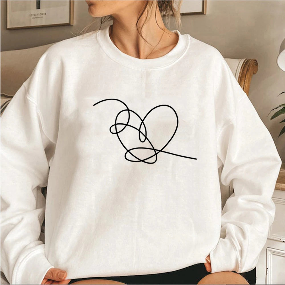 Love Yourself Heart Sweatshirt Love Yourself Tear Hoodie Heart Pullovers Women Long Sleeve Crewneck Sweatshirts Casual Hoodies