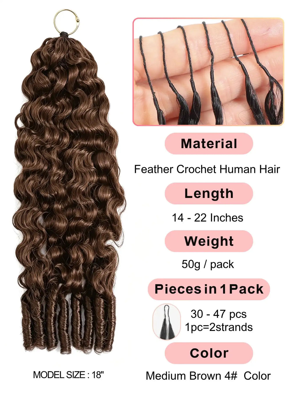 30 Inch Chocolate Brown Burmese Curly Human Hair Knotless Crochet