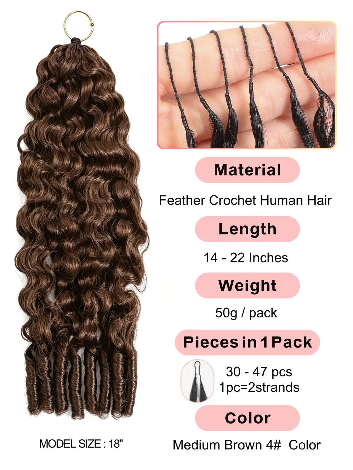 30 Inch Chocolate Brown Burmese Curly Human Hair Knotless Crochet