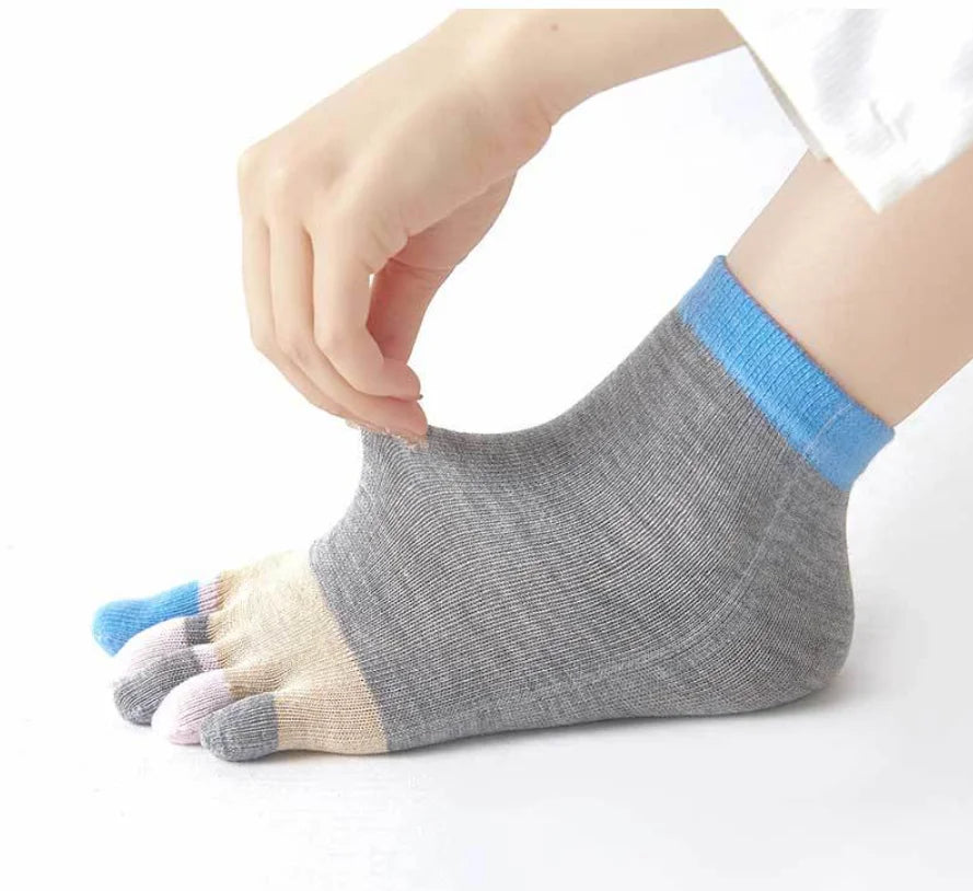 1/5Pairs Women Sports Toe Socks with Separate Fingers High Tube Five Finger Cotton Crew Socks Yoga High Quality
