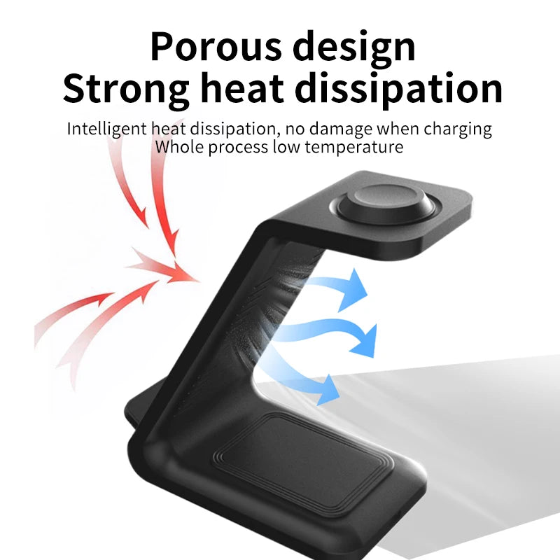 3 in 1 Wireless Charger Stand Fast Charging Dock Station for iPhone 17-12 X XR 8 Apple Watch 6 7 8 iWatch Airpods Pro