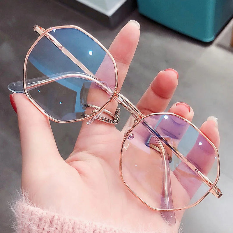 Fashion Ultra-Light Polygon Frame Anti-blue Light Glasses Unisex Reading Eyewear UV400 Shades Flat Mirror Eyeglasses