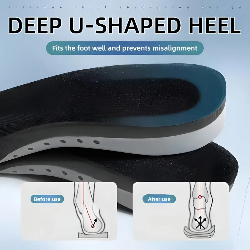1 Pair Sports & Work Insoles – Thickened, Breathable, Odor-Resistant – Support, Anti-Sprain, Cushioning – Unisex Non-Slip Basket