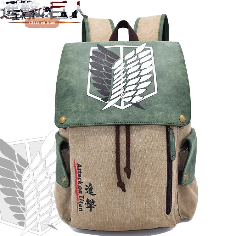 Cartoon Animation AttackonTitan ONEPIECE NARUTO Large Capacity Canvas Backpack