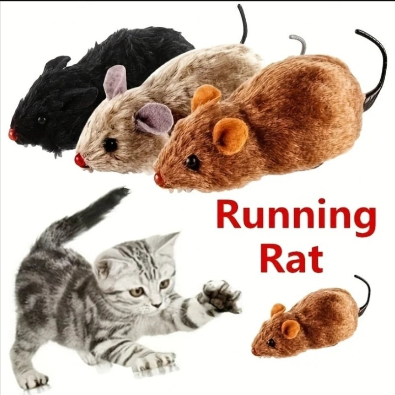1Pc Funny Lifelike Plush Mouse Running Rat Toy for