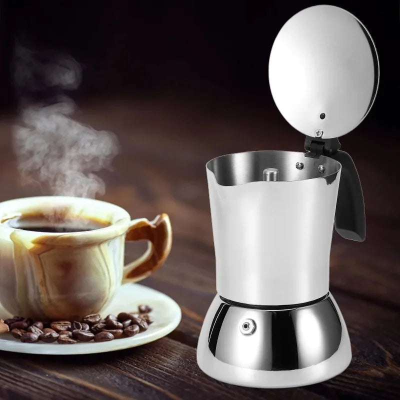 Stainless Steel Moka Pot Stovetop Espresso Maker Espresso Italian Coffee Percolator Make for Home Office Coffee Shop Camping Use