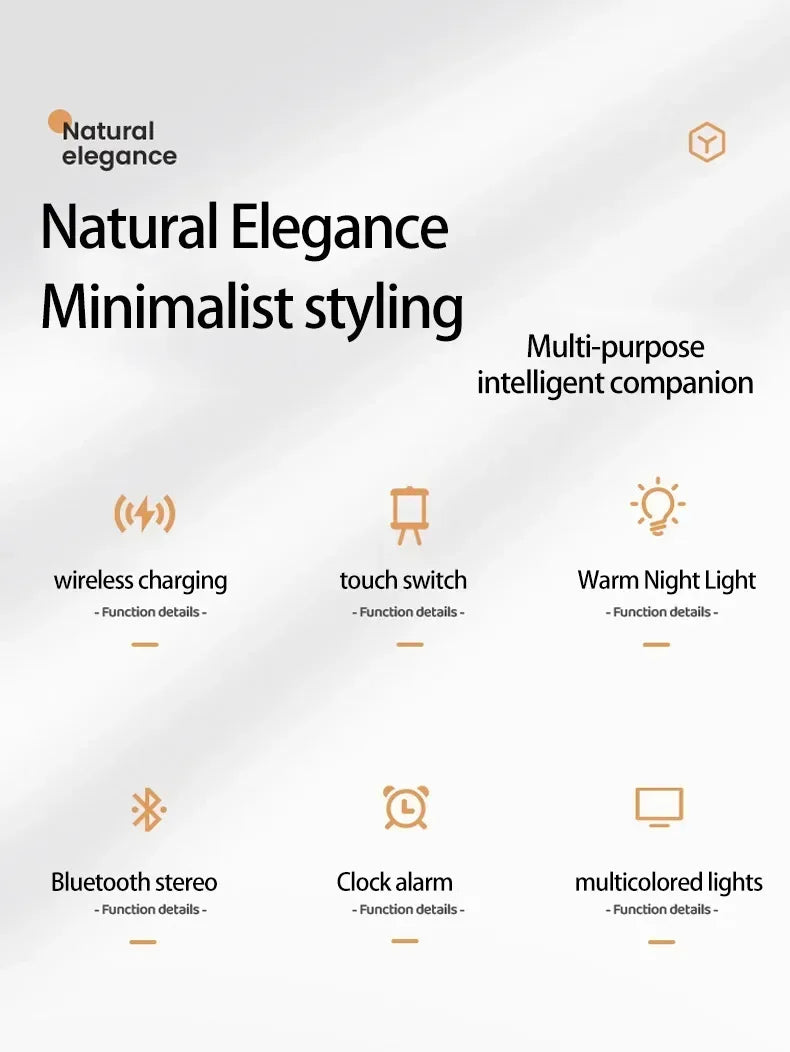 New Smart 6-in-1 Bluetooth Speaker 60W Wireless Charger Bedhead Night Light Alarm Clock LED Clock with FM Radio Music Cente