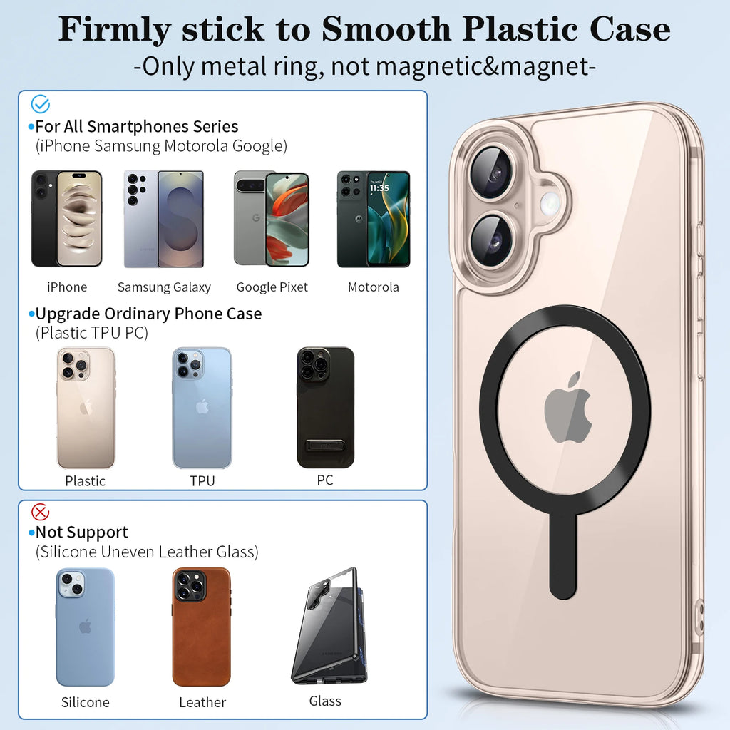 4pcs/3pcs/1pc/lot Metal Ring Plate For Magsafe Sheet Sticker iron Ring For iPhone 14 15 Magnetic Phone Holder Wireless Charger