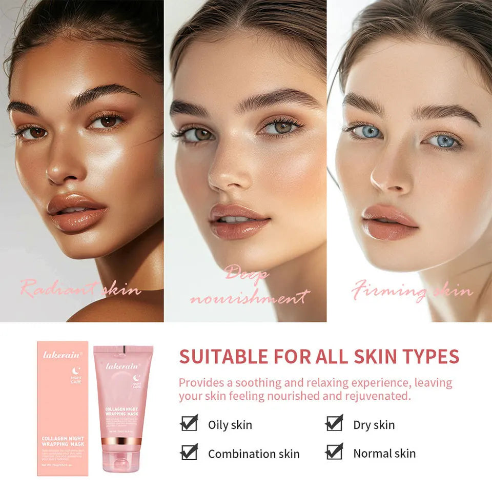Overnight Wrapping Peel Off Facial Mask Set Hydrolyzed Collagen Night Wrapping Mask Deeply Hydrates Night Care Mask Skin Care
