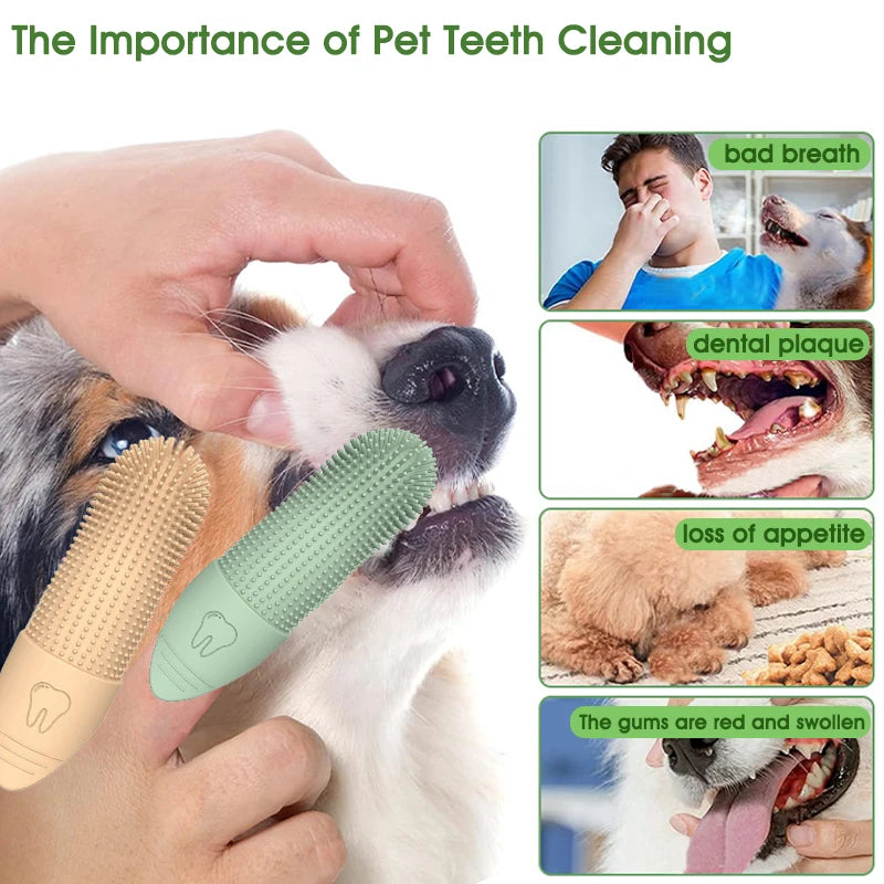 1pcs Dog Toothbrush, 360° Cleaning Finger Toothbrush for Dogs, Food Grade Silicone Dog Finger Toothbrush for Dogs\ Cats Dental