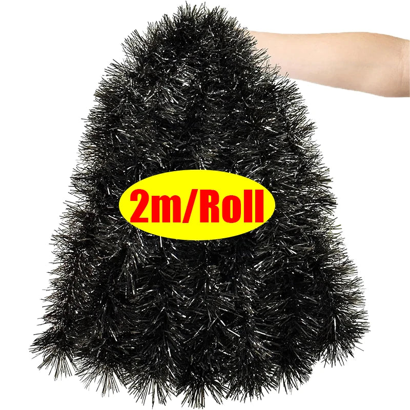 Blackl Tinsel Garland Halloween Christmas Wreath DIY Xmas Tree