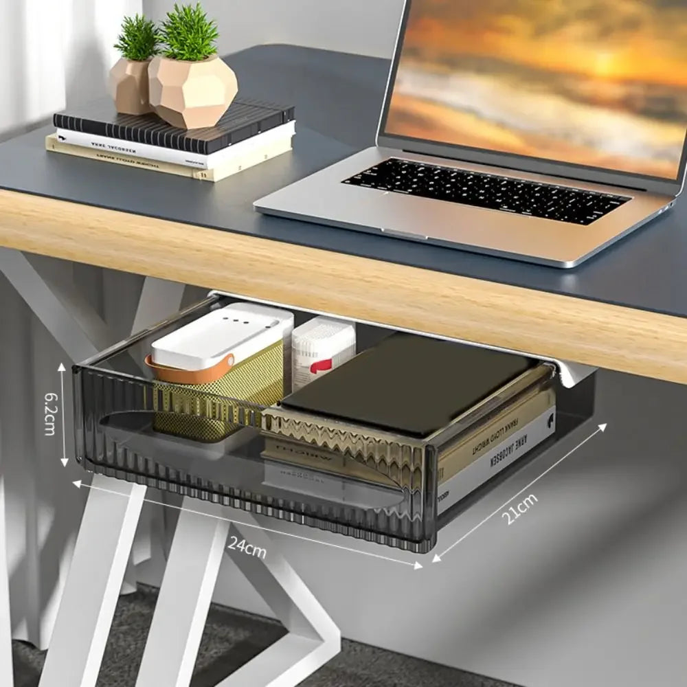 Drawer Storage Box Under Table Hidden Self-Adhesive Drawer Type Storage Cabinet Office Desk Organizing Large Capacity Drawer