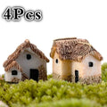 4Pcs House Miniature Figurine Fairy Accessory Home Decor Cartoon Animal Building Statue Resin Craft Small Creative Crafts Gifts