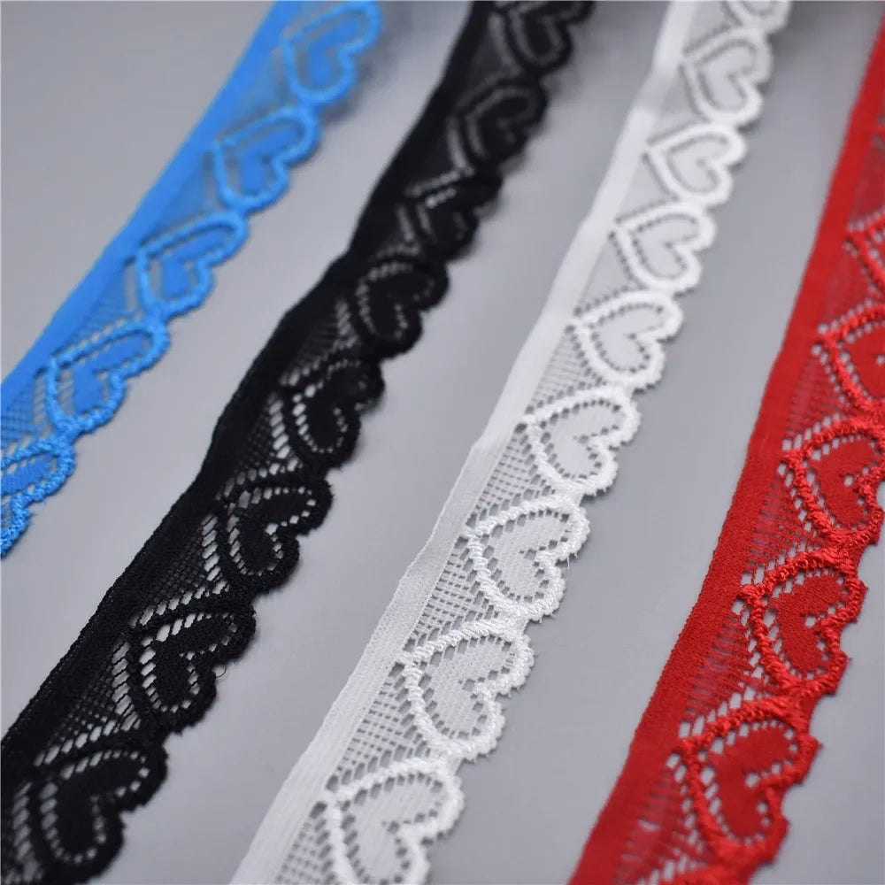 elastic lace ribbon Tape 18mm wide Trims heart-shaped stretch lace For Sewing decoration african lace fabric
