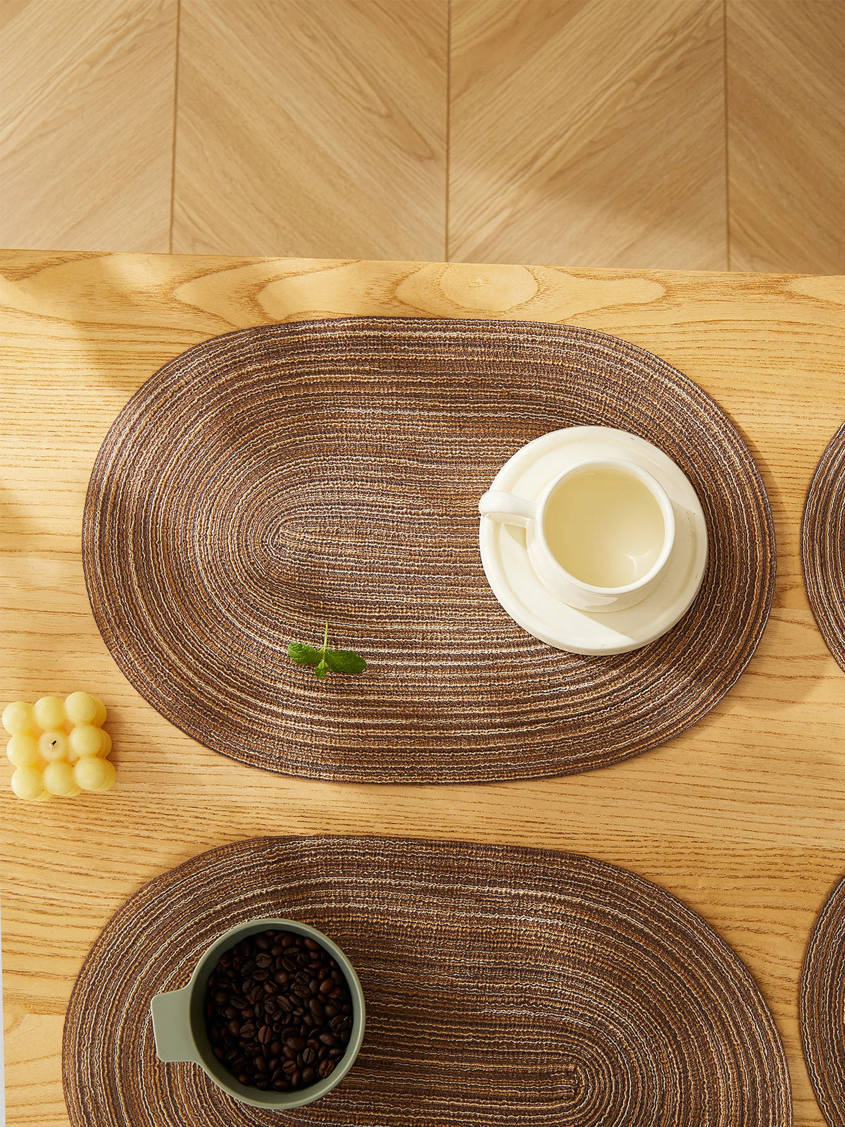 Set Oval Rop Cotton Braided Table Place Mats Braided