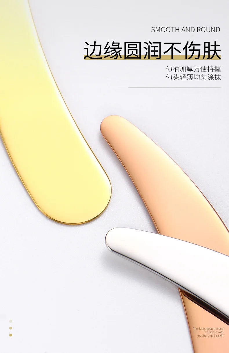Crescent Moon Shape Face Cream Spoon 304 Stainless Steel Facial Mask Spoon Beauty Skin Care Tool