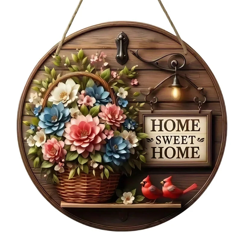 Vintage Home Is A Sweet Circular Wooden Sign Hanging, Suitable for Home, Living Room, Garden, Room, Porch Decoration, Gifts
