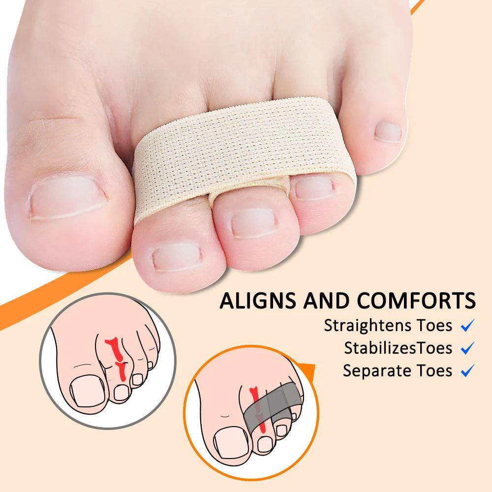 2Pcs Hammer Toe Straightener Toe Splints Bandages for Broken Bent Overlapping and Hammer Toes Protector