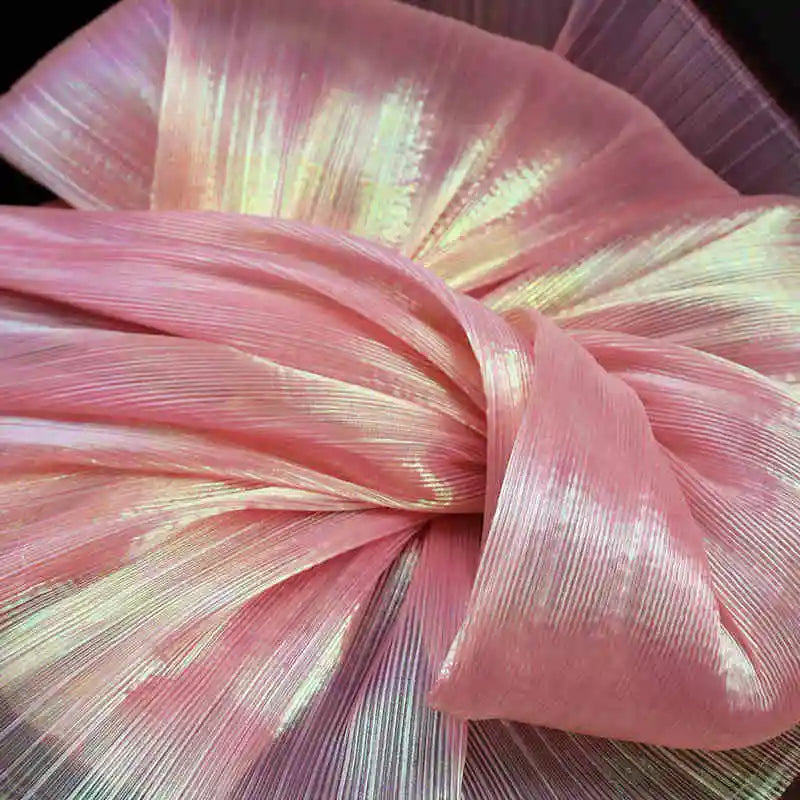 Accordion Soft Pleated Texture Fold Organza Fabric Wedding Bouquet Decoration Stage Background Designer DIY Sewing Fabric