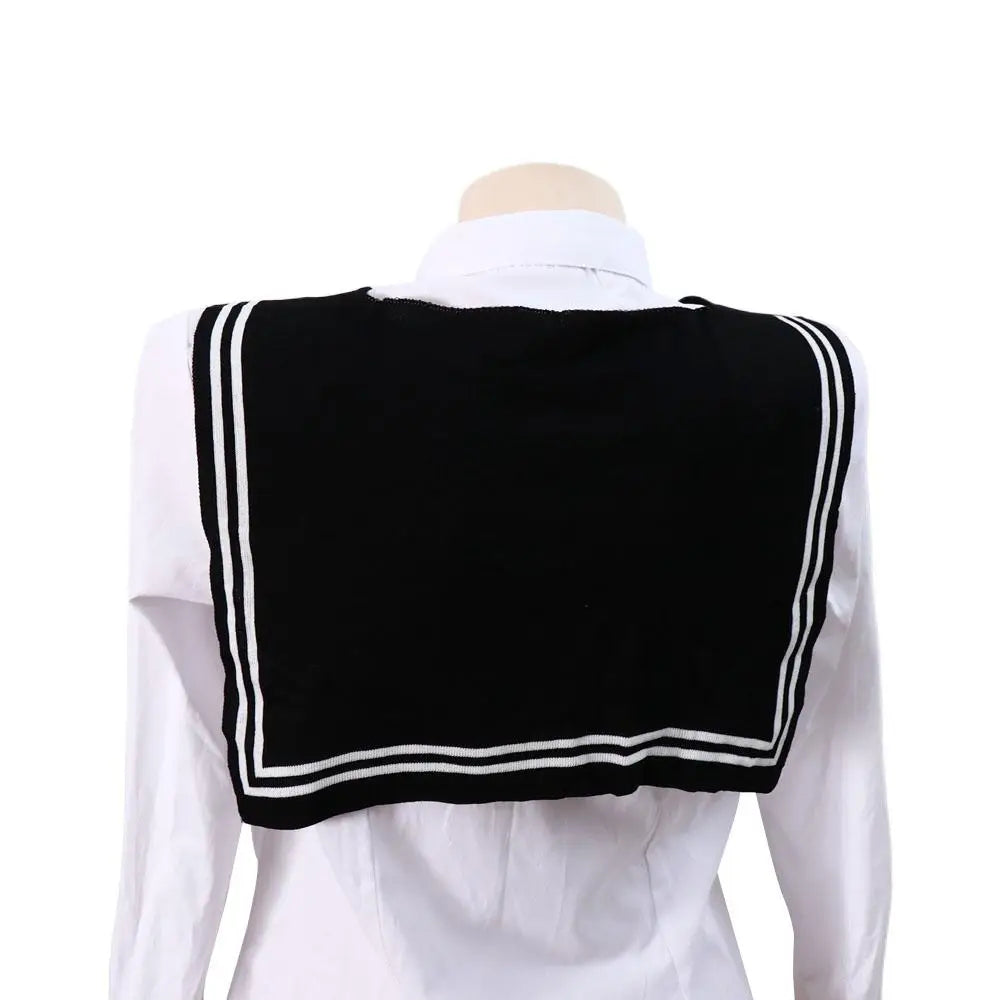 Warm Stripe Knitted Shawl Patchwork Naval Style Blouse Shoulder Fake Collar Korean Style Scarf Accessories Knot Scarf Outdoor