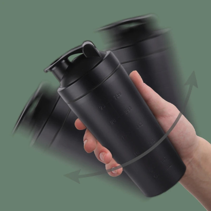 Shaker Bottle 500/750ML Stainless Steel Protein Owder Shaker Cup Clear Scale Mixer Nutrition Blender Mug Sports Gym Whey Drink
