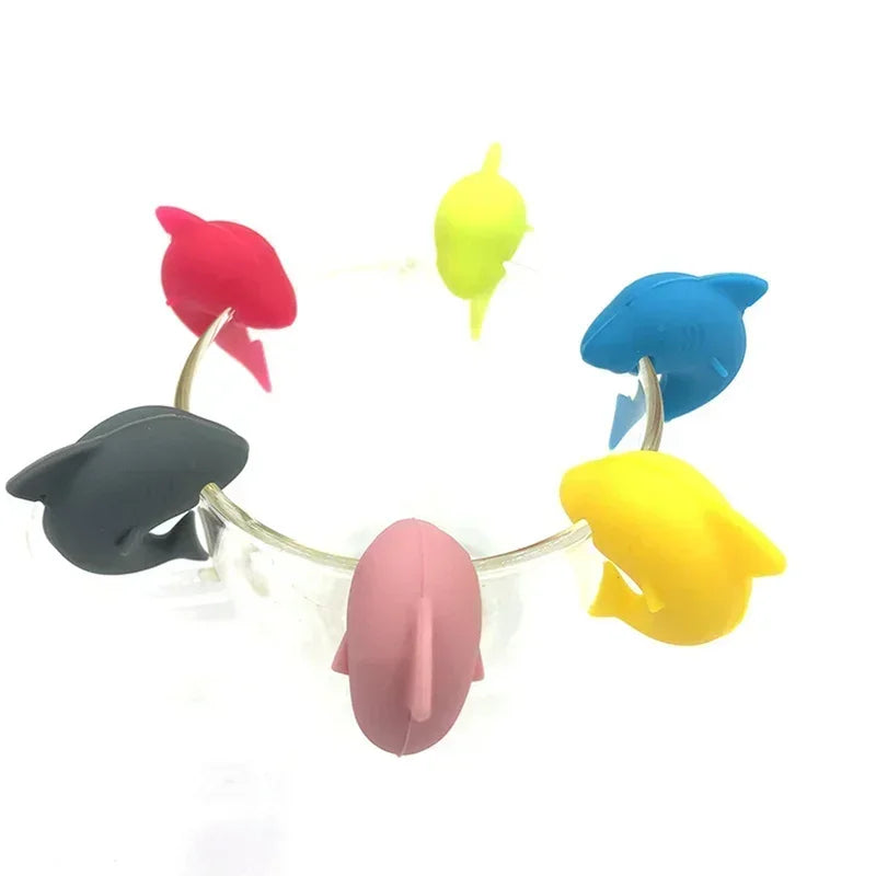 6Pcs Cool Wine Beer Glasses Recognizer Party Dedicated Suction Cup Wine Glass Silicone Label Marker Kitchen Bar Accessories Cute