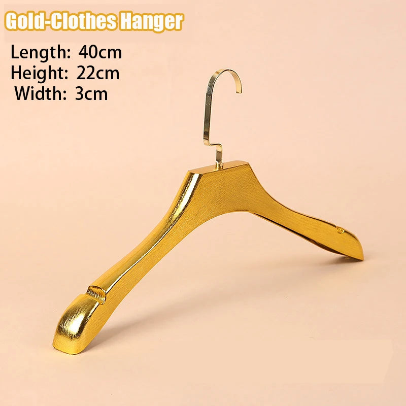 5PCS Gold Non-Slip Clothes Hanger,Adult Suit Hangers with 3CM Wide Shoulder,Closet Storage Rack for Coat T-Shirts Sweater Pants
