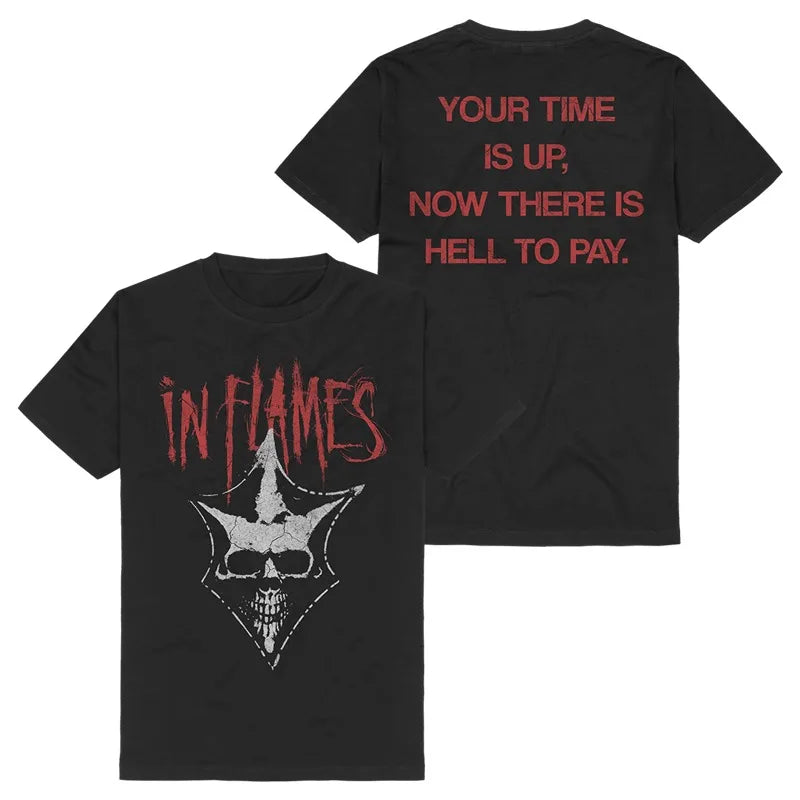 Y2k in Flames Band's Swedish Metal Rock Men's Short-sleeved Pure Cotton Printed T-shirt From An American/European Trendy Brand