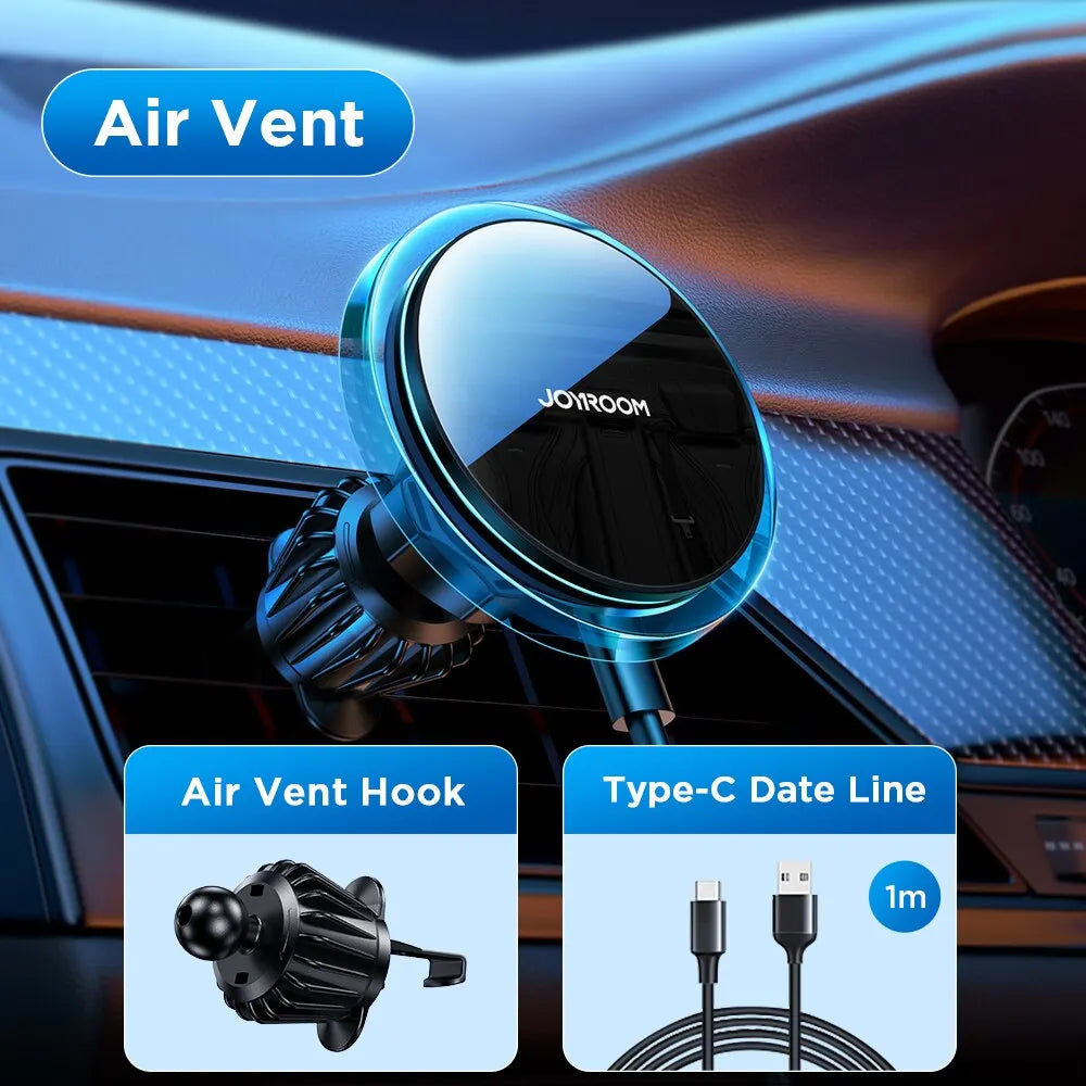 Joyroom Wireless Charging Magnetic Car Phone Holder Wireless Charger For iPhone 14 13 12 Pro Max Bluer Light Phone Holder In Car