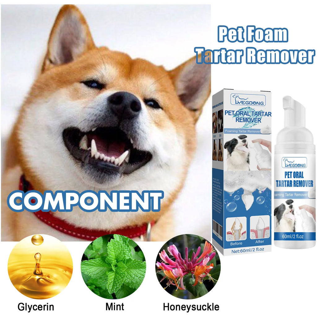 60ml Pet Tartar Remover Natural Plaques Off Tartar Remover Freshen Breath Foam For Dogs Cats Safe Effective Support Healthy Gums
