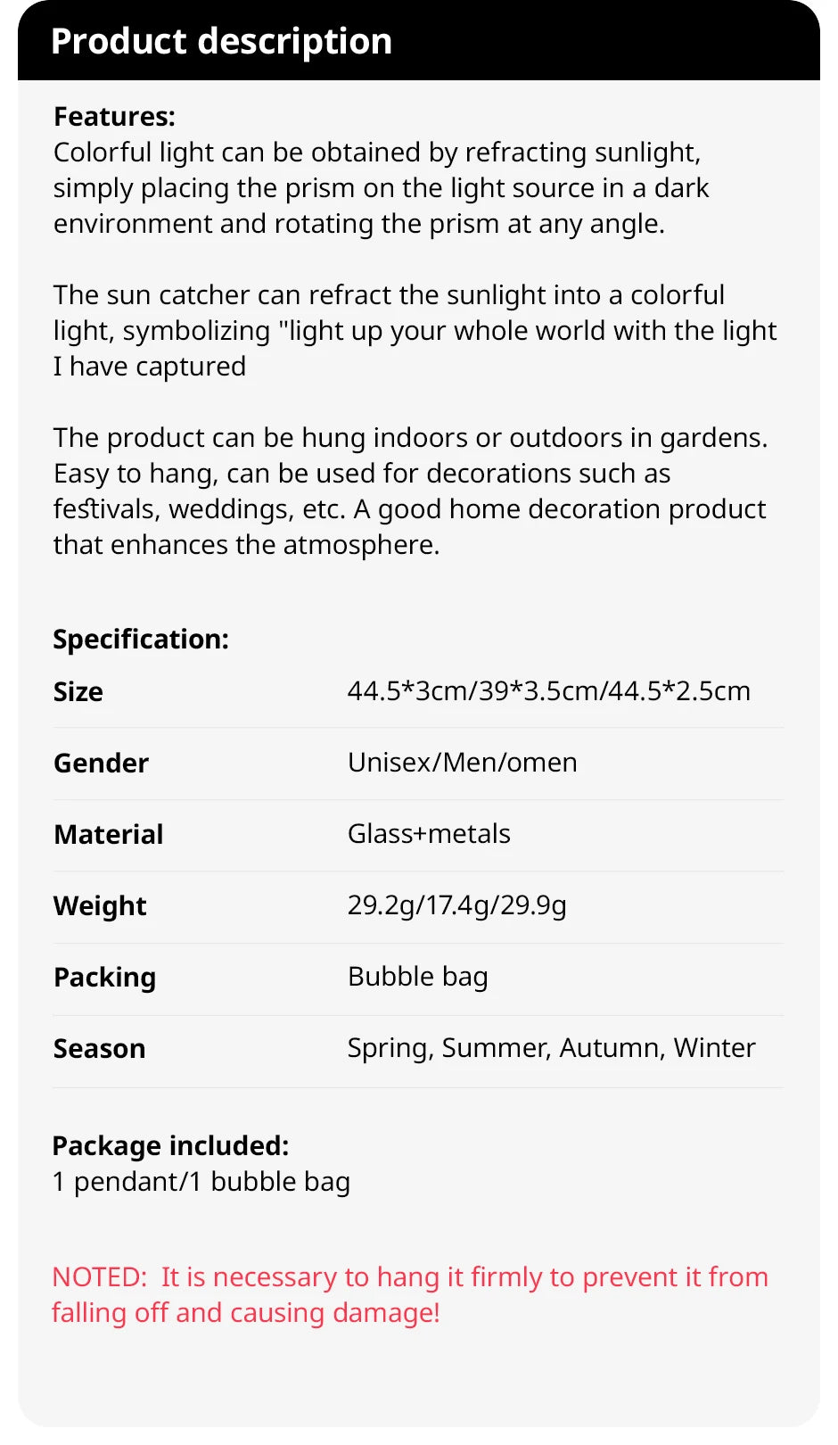 1 Pc Galaxy Star Moon Crystal Wind Chime Pendant for Home Decor Outdoor Garden Suncatcher Holiday Party Supplies
