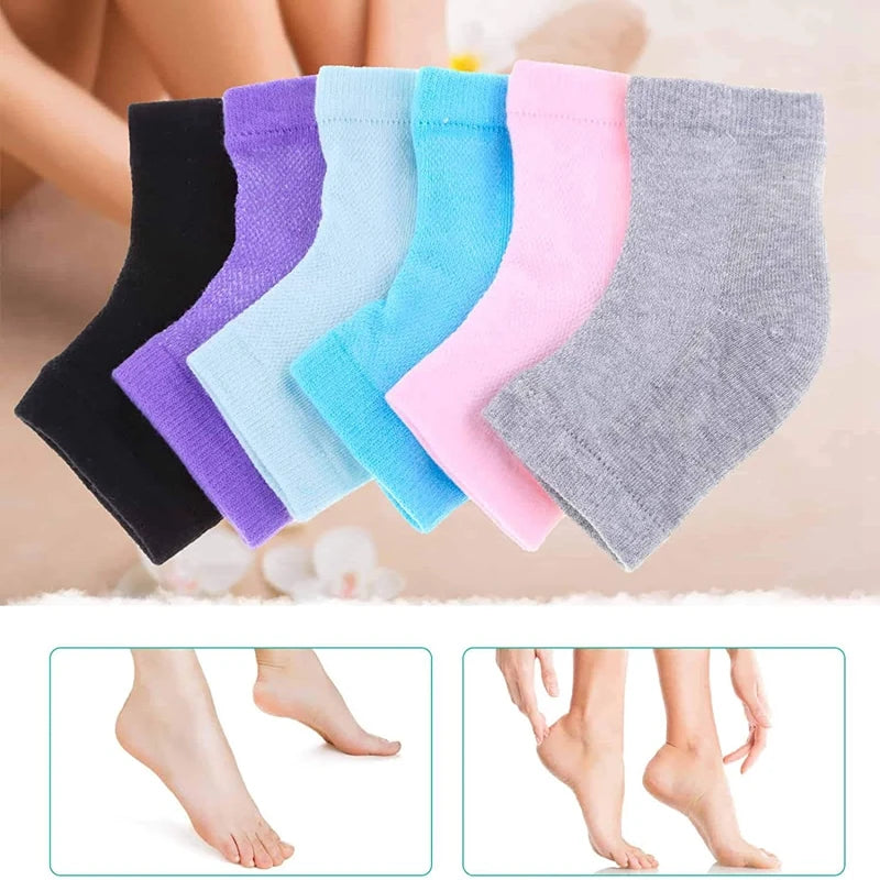 Heel Socks Feet Skin Care Colorful Silicone Moisturizing Gel Cracked Dry Heel Repair Protectors Plantar Fasciitis Inserts Pads
