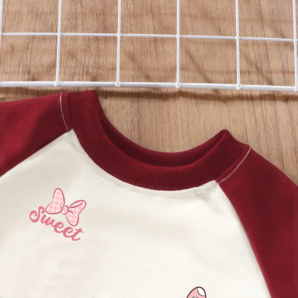 Spring Autumn Baby Girls Casual Sweatshirts Sets Kids Spliced