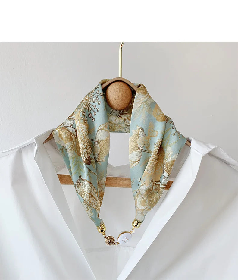 Imitation Silk Scarf Magnetic Buckle Necklace Pendant Wearing Spring and Autumn Cervical Protection for Women