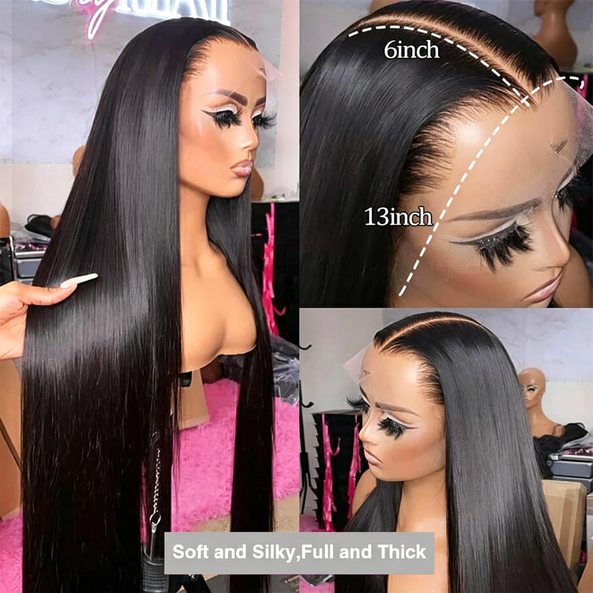 Glueless Straight Human Hair Lace Front Wig