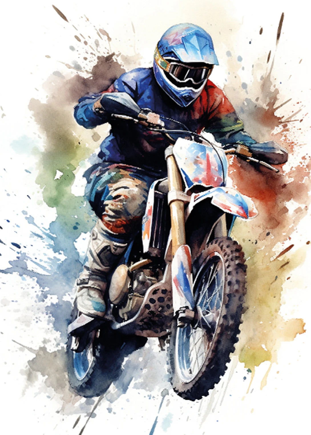 Watercolour Dirt Bike Motocross Canvas Painting Posters Prints  Motorcycle Motorbike Wall Picture for Room Home Decor Cuadros