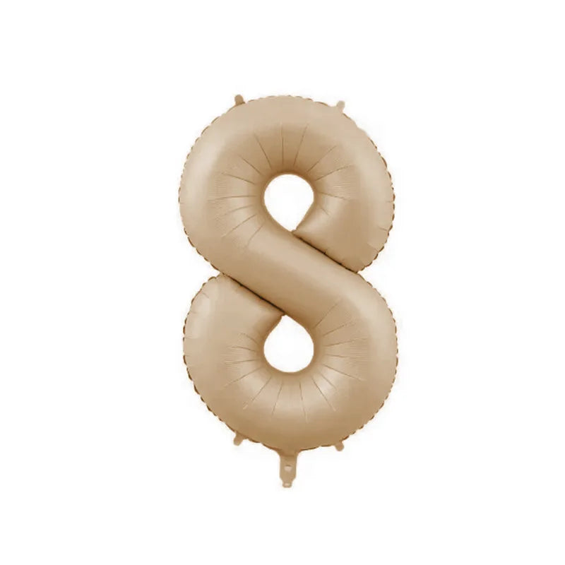 10/5/1Pc Brown Beige Cream 18inch Heart Balloons Cream Number Balloons 1 2 3 4 5 6 Birthday Number Foil Balloon Helium Air Globo