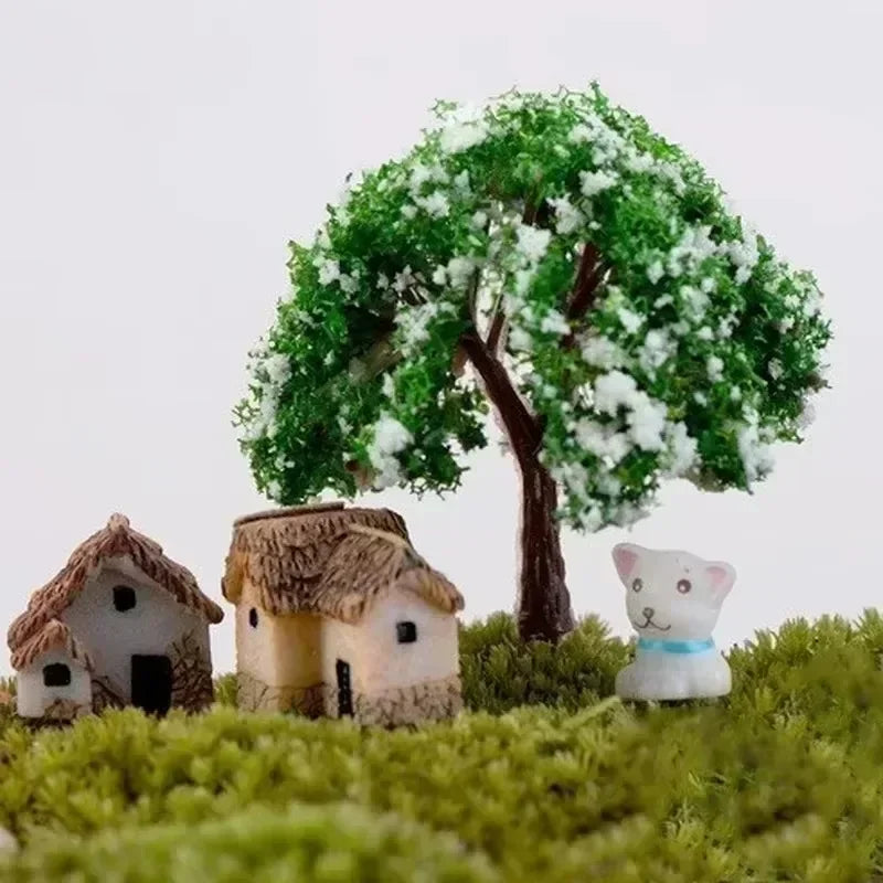 4Pcs House Miniature Figurine Fairy Accessory Home Decor Cartoon Animal Building Statue Resin Craft Small Creative Crafts Gifts