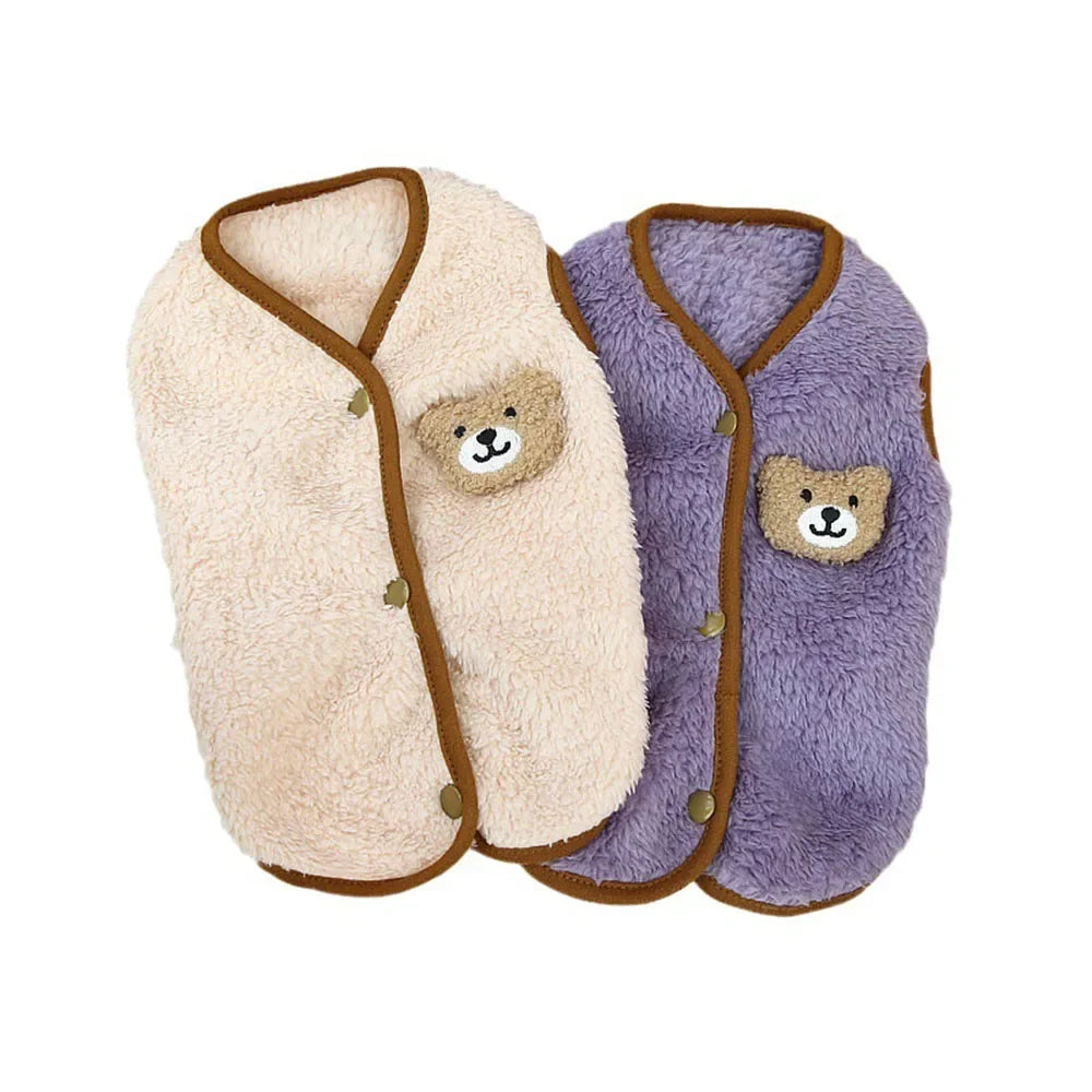 Soft Cozy Cat Clothes Kitten Cardigan Sweater Winter Warm Fleece Vest Sweatshirt for Small Dogs Puppies Jacket Coat Pet Costume