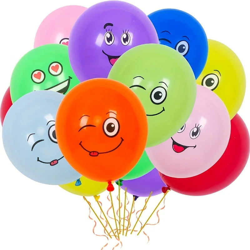 10/20/30pcs 12inch Cute Funny Big Eyes Smiley face latex balloons Birthday Party Christmas Decor Baby Shower Children's Toys
