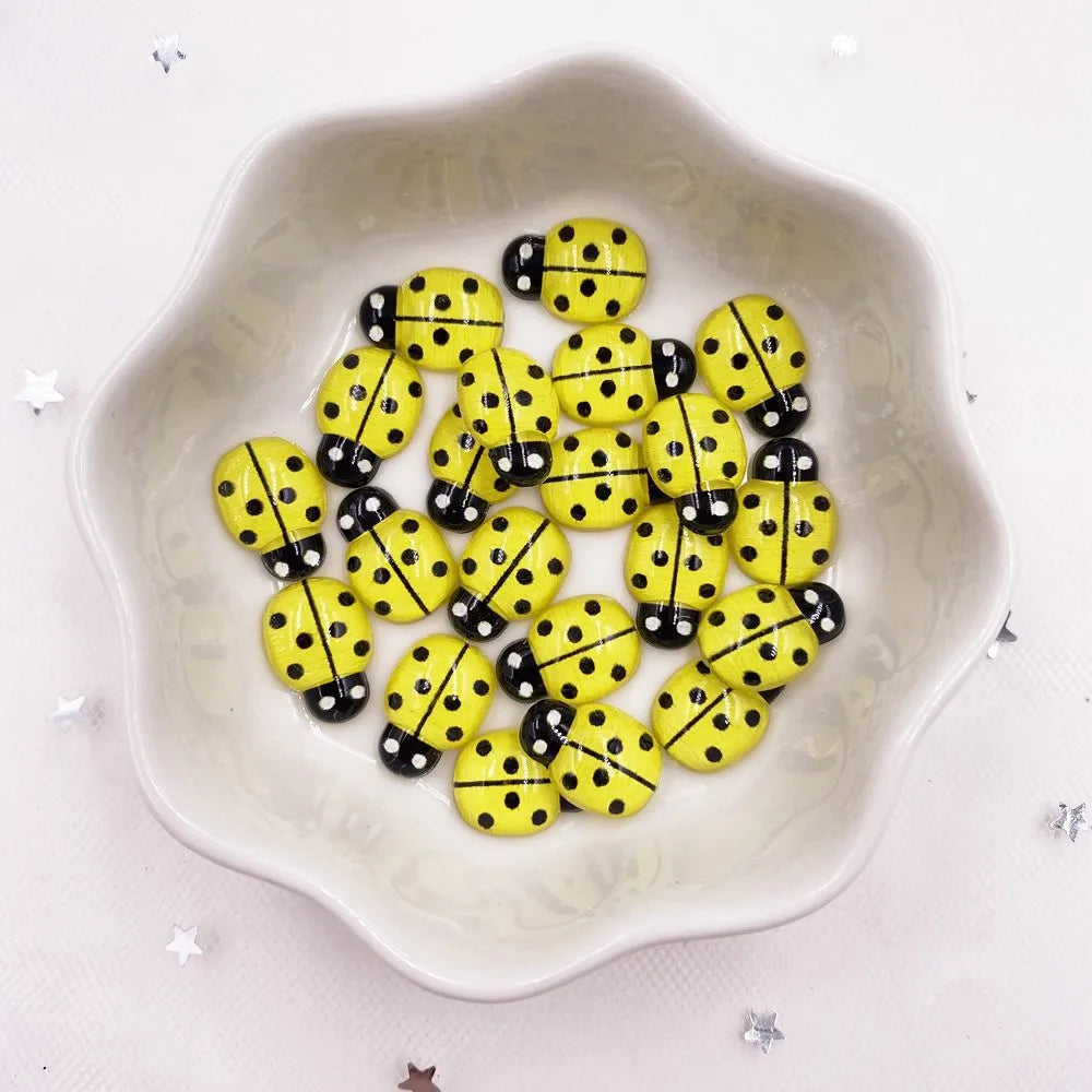 Resin 9mm*13mm Mini Cute Red Beetle Flatback Cabochon Rhinestone 60pcs DIY Scrapbook  Decor Home  Crystal Figurines Craft